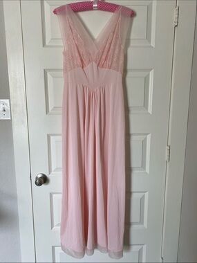 Vanity Fair Pale Pink Long Sheer Chemise Slip
